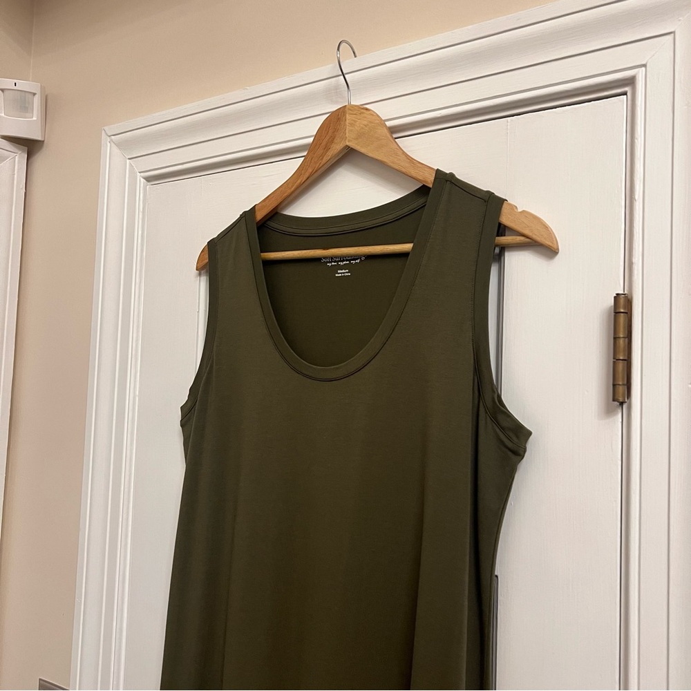 Soft Surroundings Sleeveless Tiered Maxi Dress Green Medium Boho Cottagecore - Picture 4 of 16